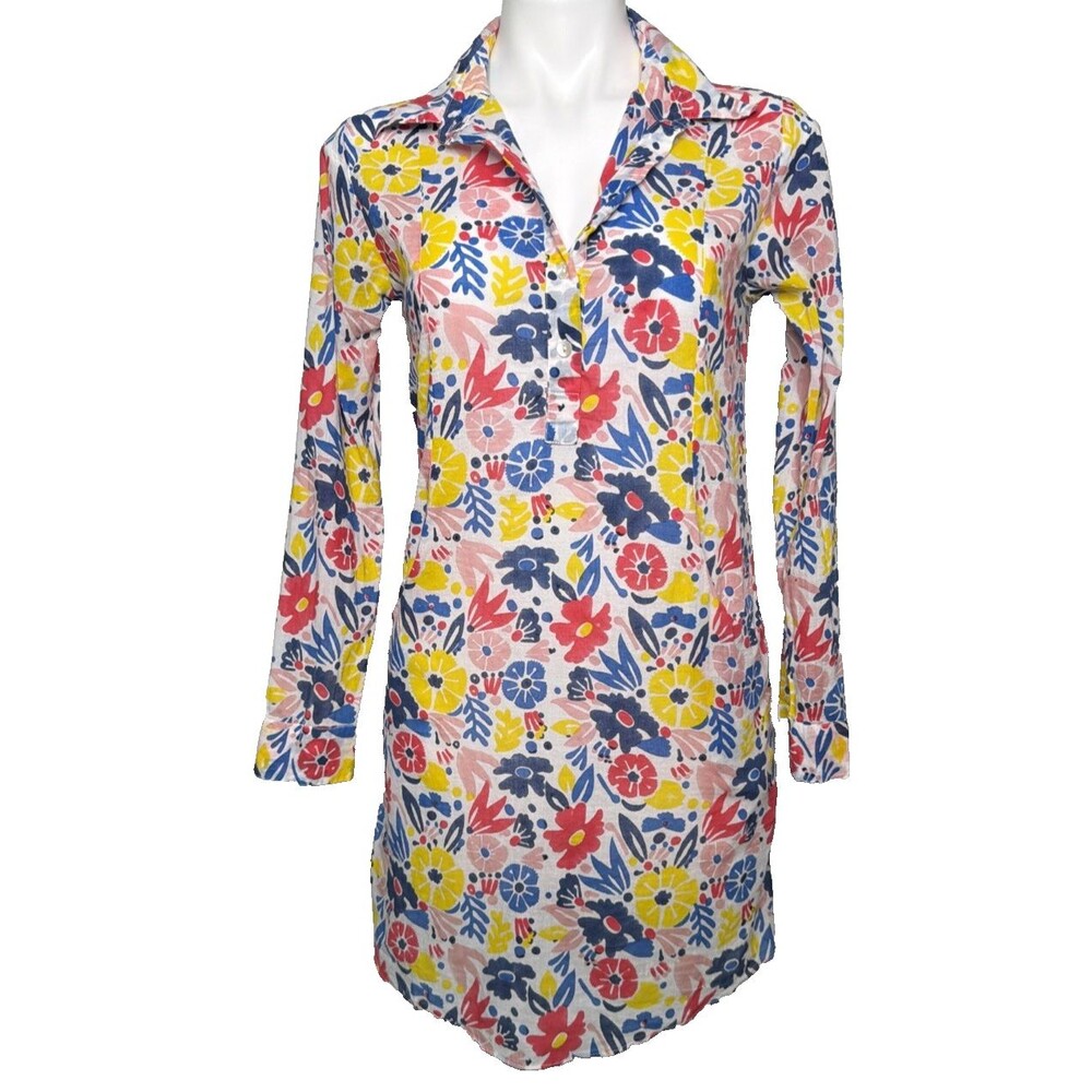 Roberta Roller Rabbit Cotton Tunic Dress Floral Beach Cover-Up Pockets XS Resort